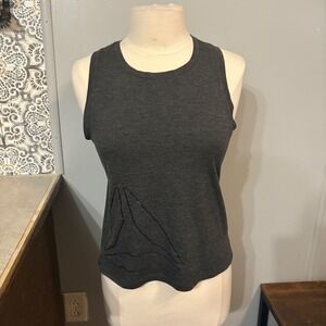 Reebok Dark Grey Heather Tank Top with Large Reebok Logo on Front (Women‎ Small)
